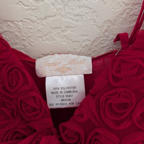Vintage Inner Most Rose Red Lingerie Floral Intimate Sexy Tank Top Size M Y2K 90 - Picture 4 of 6